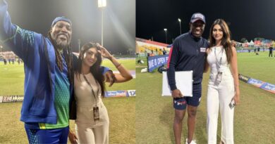 Chris Gayle, Dwayne Bravo Chill With Canadian Diva Yesha Sagar During T10 League