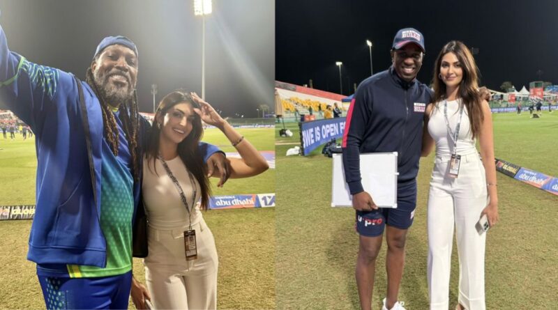 Chris Gayle, Dwayne Bravo Chill With Canadian Diva Yesha Sagar During T10 League